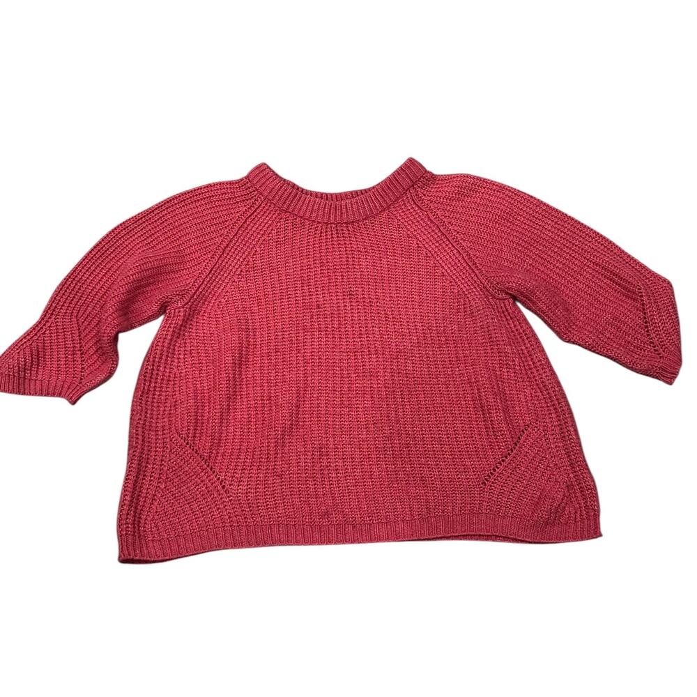 Zara Knit Hot Pink Chunky Sweater Pullover Cozy Raglan Sleeve Top Size L - Picture 3 of 5